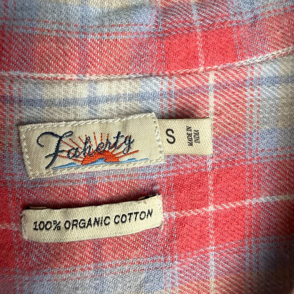 Faherty Womens Flannel Button Up Shirt Pink Blue Plaid S Outdoors Casual Boho - Picture 4 of 9